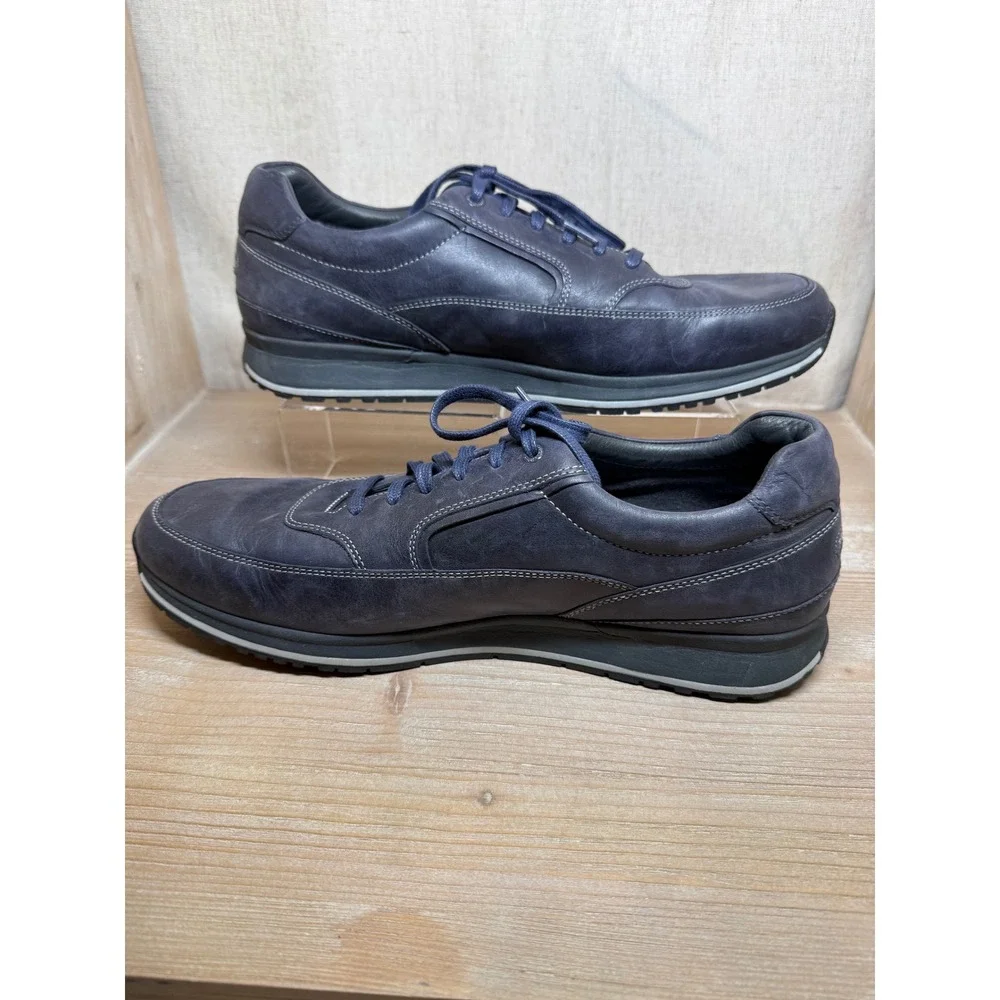 Rockport  Mens Navy‎ Blue Leather Lace Up Casual MGD Fashion Sneaker Shoes 13